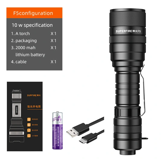 SUPERFIRE F5 Lúmenes 1100 Linterna Táctica Zoomable