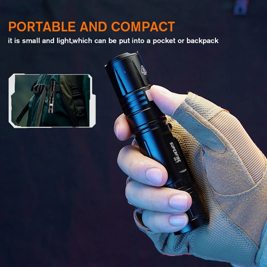 Linterna V8-T con zoom de bolsillo SUPERFIRE SOS Torch Light