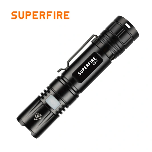Linterna V8-T con zoom de bolsillo SUPERFIRE SOS Torch Light