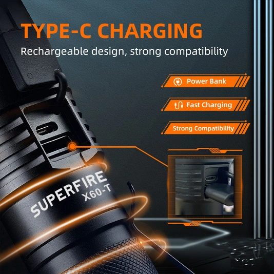 SUPERFIRE X60-T Linterna LED 2000 Lúmenes Zoomable