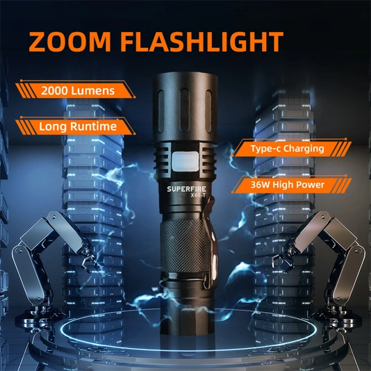SUPERFIRE X60-T Linterna LED 2000 Lúmenes Zoomable
