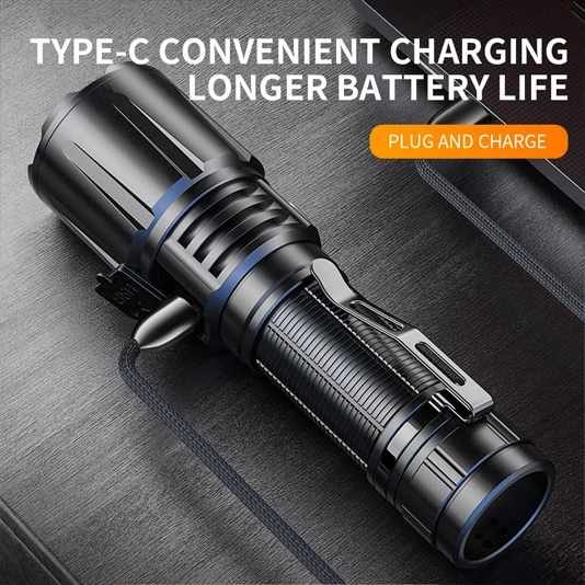 SUPERFIRE R1-G 2300 lúmenes Zoomable de alta potencia USB tipos linterna recargable