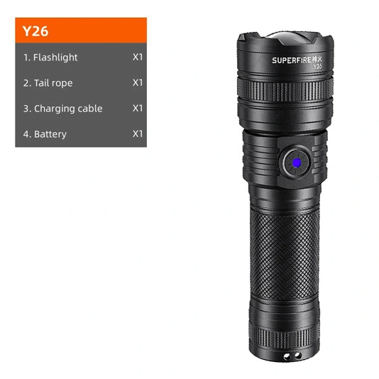 SUPERFIRE Y26 2000 lúmenes Linterna de enfoque telescópico con zoom