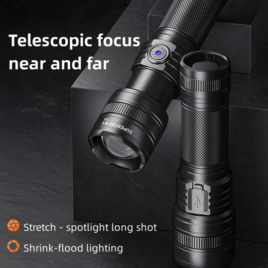 SUPERFIRE Y26 2000 lúmenes Linterna de enfoque telescópico con zoom
