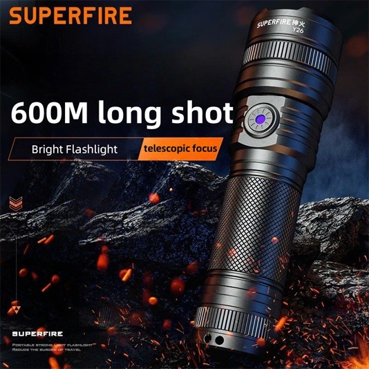 SUPERFIRE Y26 2000 lúmenes Linterna de enfoque telescópico con zoom