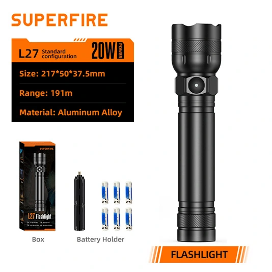 Linterna de celda seca superbrillante SUPERFIRE L27 recargable