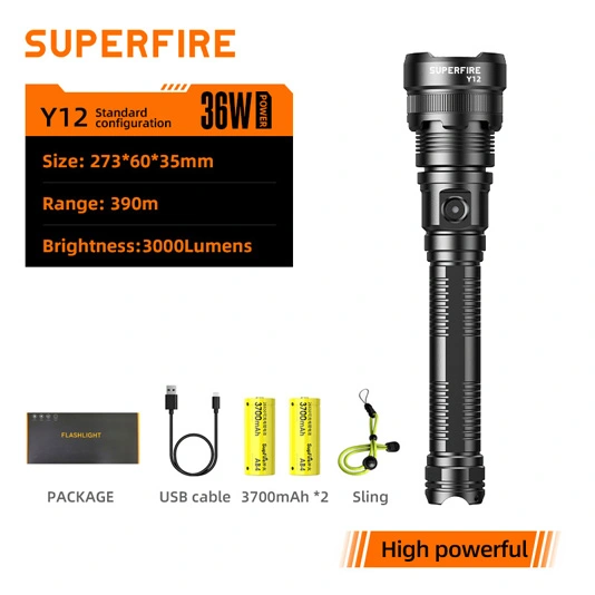 Linterna SUPERFIRE Y12 P90 3000 Lúmenes