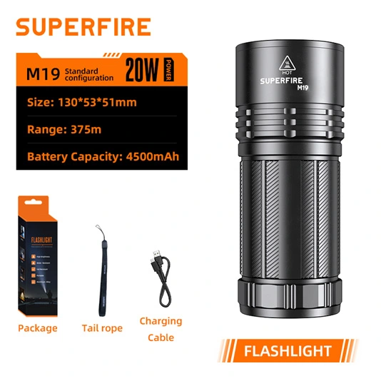 SUPERFIRE M19 Linterna de largo alcance con zoom