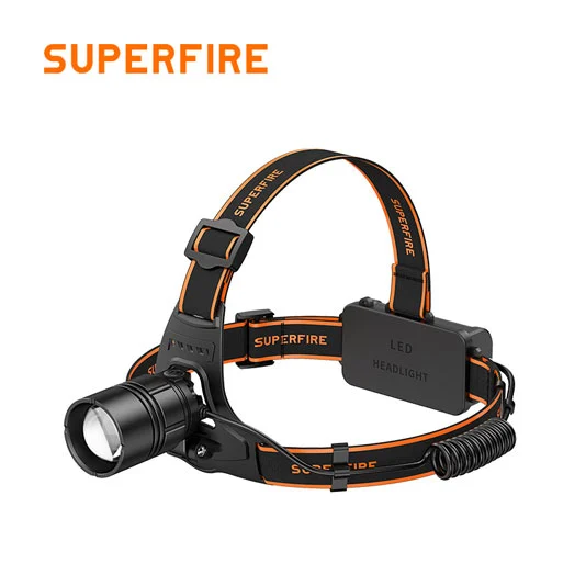Linterna de cabeza con zoom recargable SUPERFIRE HL08