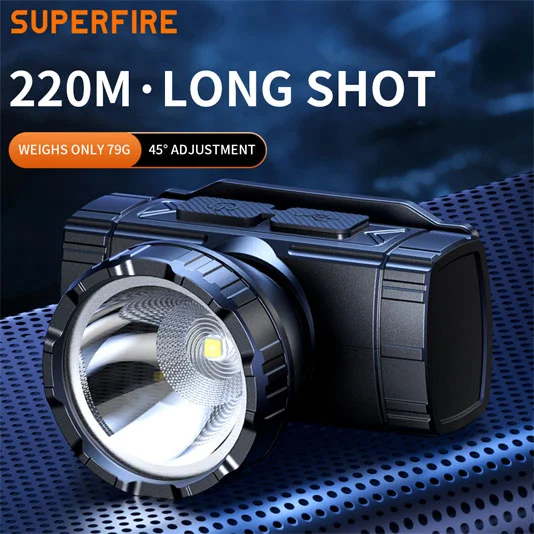 Faro de largo alcance con carga USB SUPERFIRE HL96