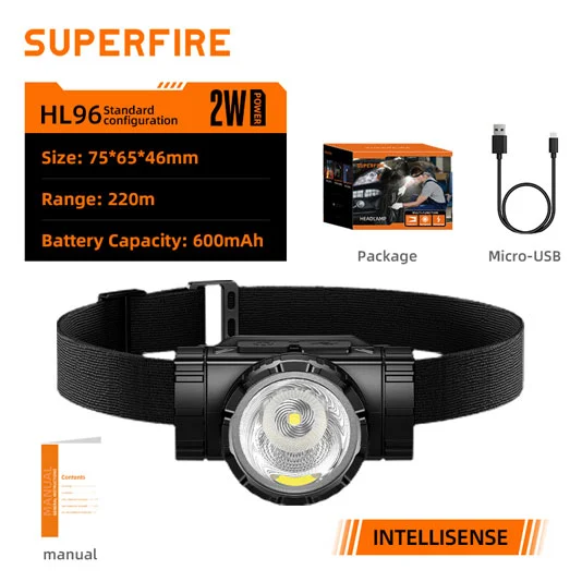 Faro de largo alcance con carga USB SUPERFIRE HL96