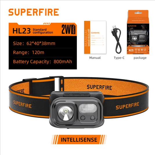 Faro LED recargable SUPERFIRE HL23/HL23-A/HL23-S USB