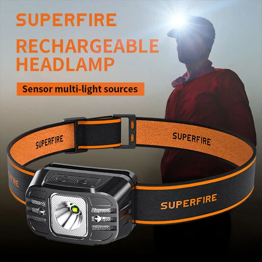 Antorcha de cabeza con sensor de movimiento serie SUPERFIRE HL75