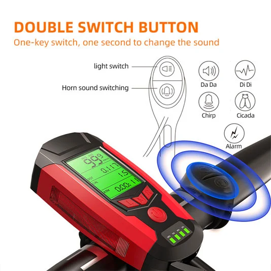 Luz de bicicleta con bocina SUPERFIRE BM01