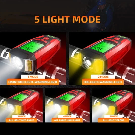 Luz de bicicleta con bocina SUPERFIRE BM01