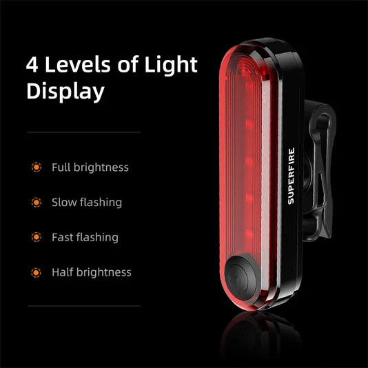 Luz de cola de bicicleta recargable SUPERFIRE BTL01