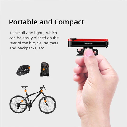 Luz de cola de bicicleta recargable SUPERFIRE BTL01