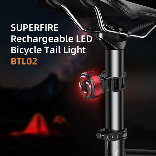 Luz de cola de bicicleta inteligente a prueba de agua SUPERFIRE BTL02