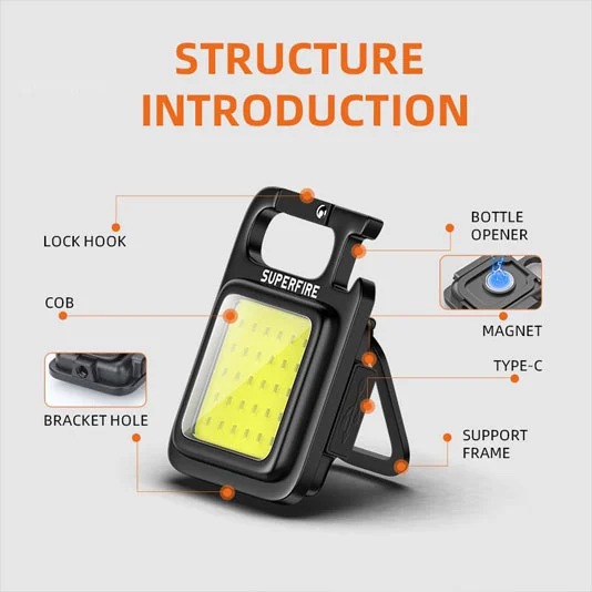 SUPERFIRE MX16 COB llavero luz de trabajo