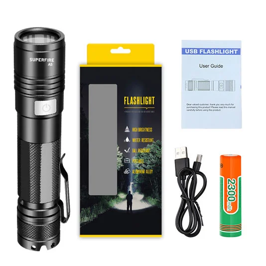 SUPERFIRE A5 395nm impermeable pequeña Luz de mano negro UV antorcha