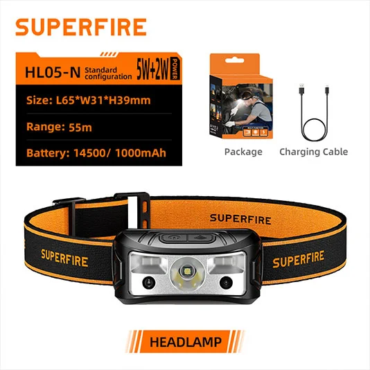 Lámpara de cabeza HL05-N sensor LED SUPERFIRE