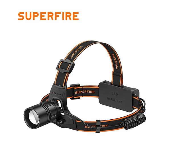 Linterna de cabeza con zoom recargable SUPERFIRE HL08