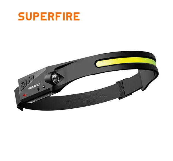 Faro recargable SUPERFIRE serie HL65 con sensor de movimiento
