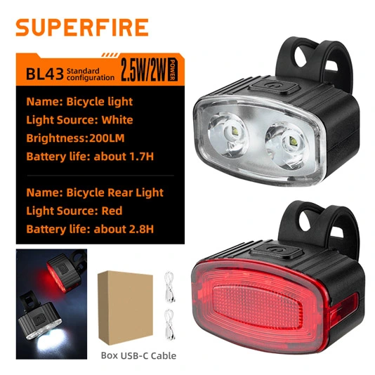 Luz de bicicleta recargable SUPERFIRE BL43 Series