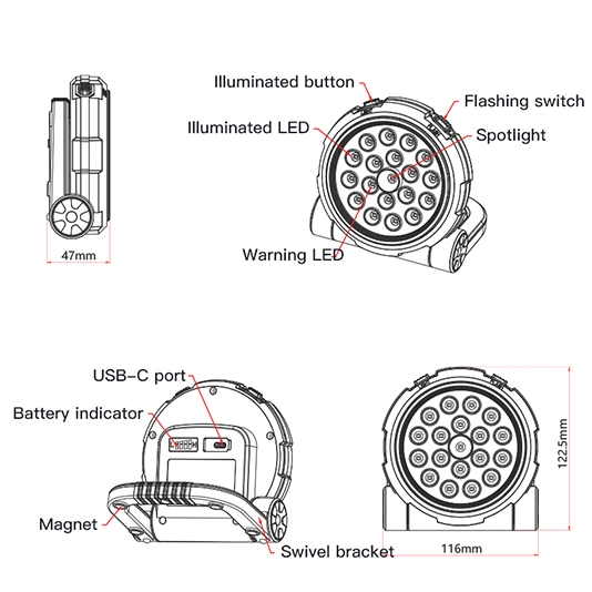 Luz DE TRABAJO multifuncional SUPERIFER GM03