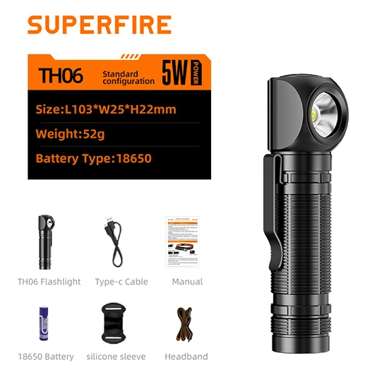 Faro delantero Magéntico SUPERFIRE TH06